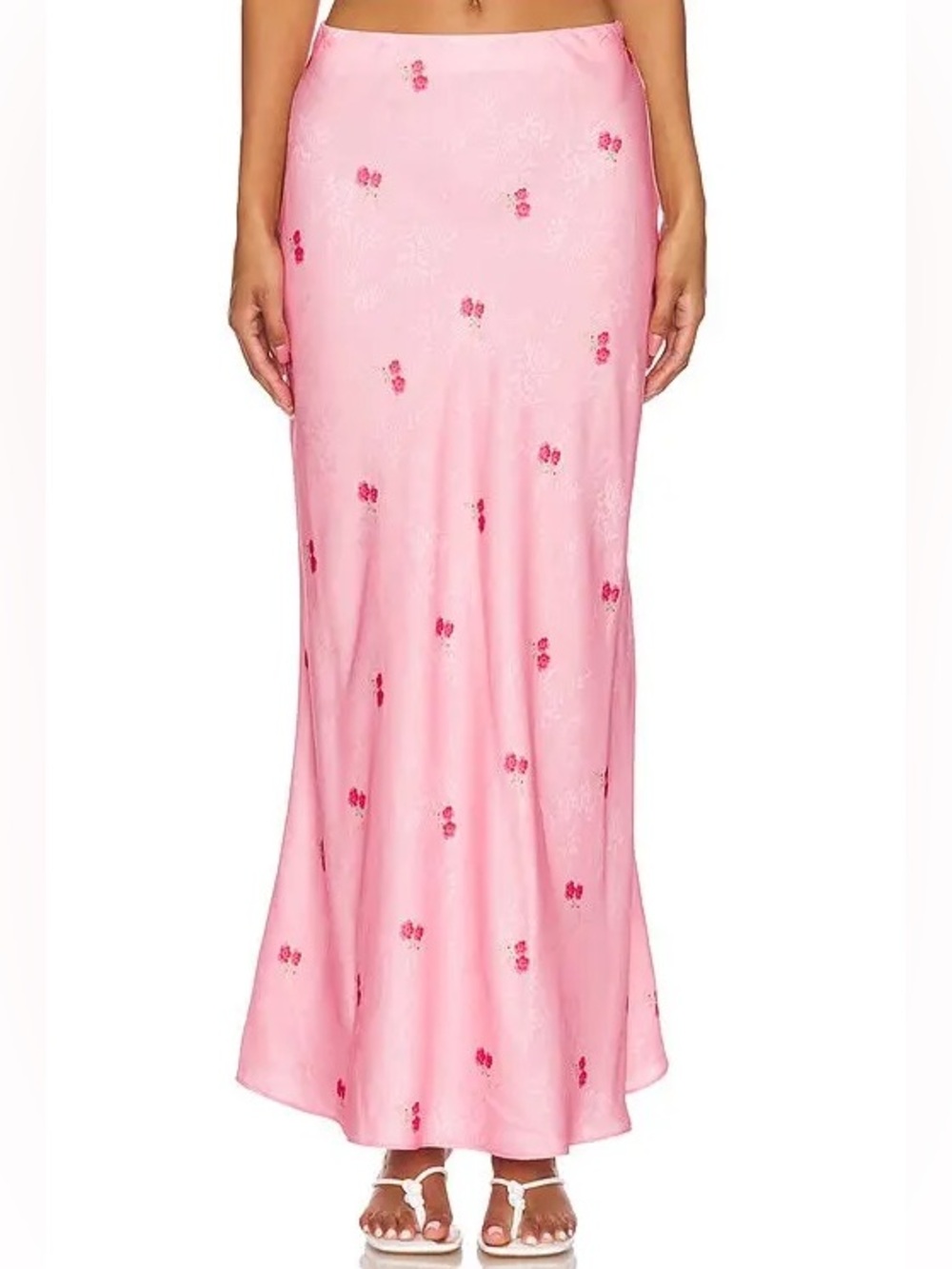 LoveShackFancy Pink Floral Maxi Skirt